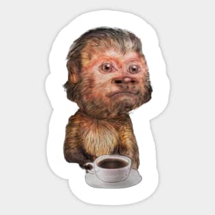 Mono con café Sticker